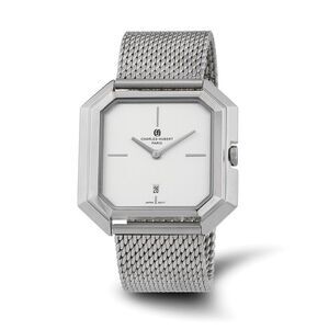 Charles Hubert Mens Stainless Mesh Silver Dial Quartz Watch
